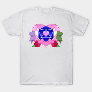 DiceHeart - Genderqueer Banner, Dark Blue Dice T-Shirt